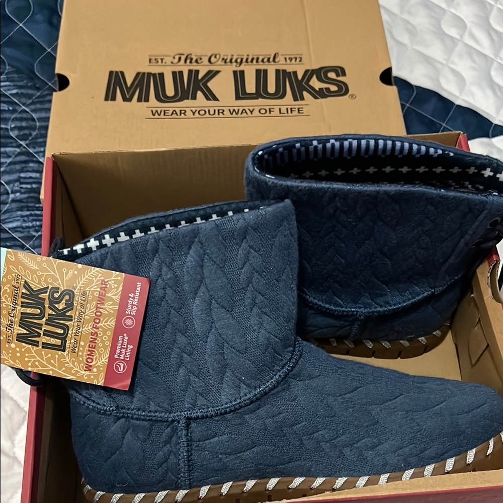 Muk Luks Blue Quilted Boots